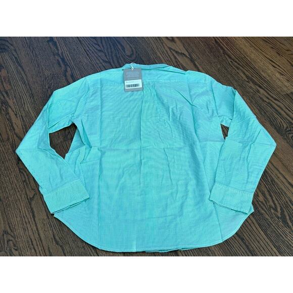 NWT Everlane The Silky Cotton Mint Green White Stripe Button Down Shirt Size 4 - Picture 5 of 11